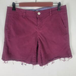 Prince & Fox Shorts Womens 8 Maroon Low‎ Rise Cut Off Frayed Hem Pockets Red